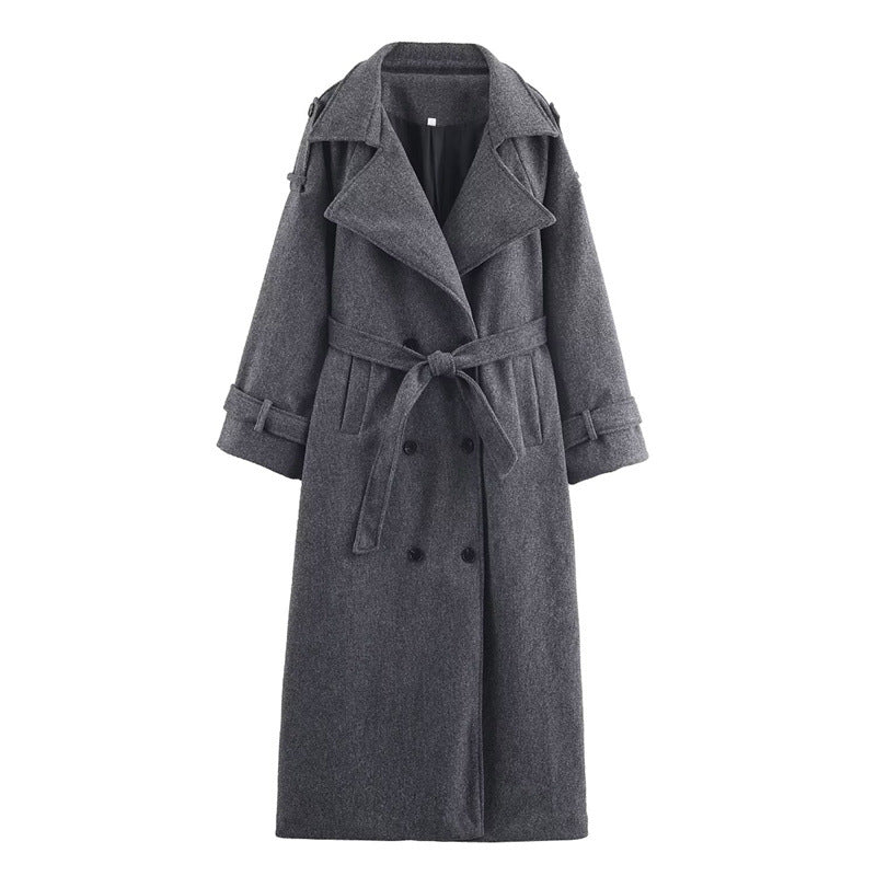 Double-breasted wool coat for women - Hannelore
