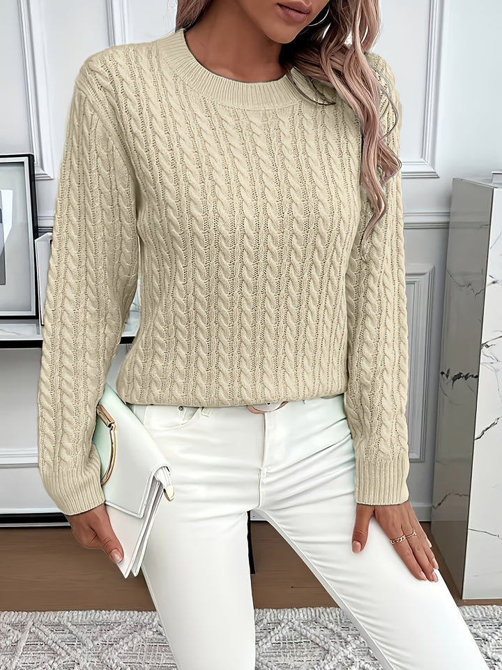 Women's Cable Knit Crew Neck Jumper – Rosalina