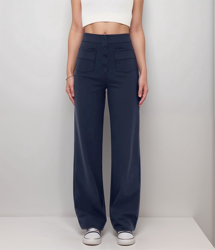 Elsa Trendy Elastic High Waist Sculpt Pants, view 3 - Elena Harper