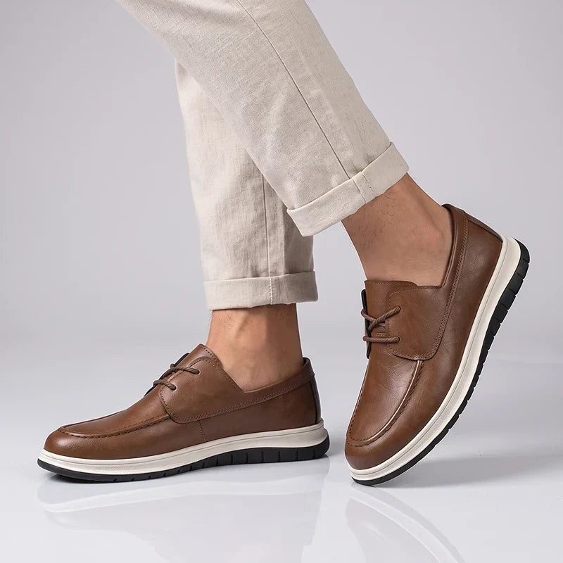 Elio Earth Tone Leather Sneakers, view 10 - Elena Harper