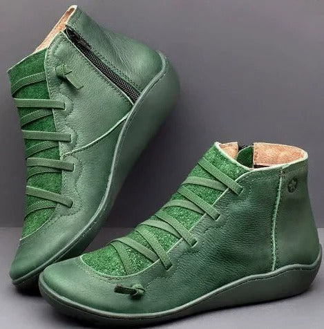 Frieda | Women's Ankle Boots with Lacing and Zipper in Leather