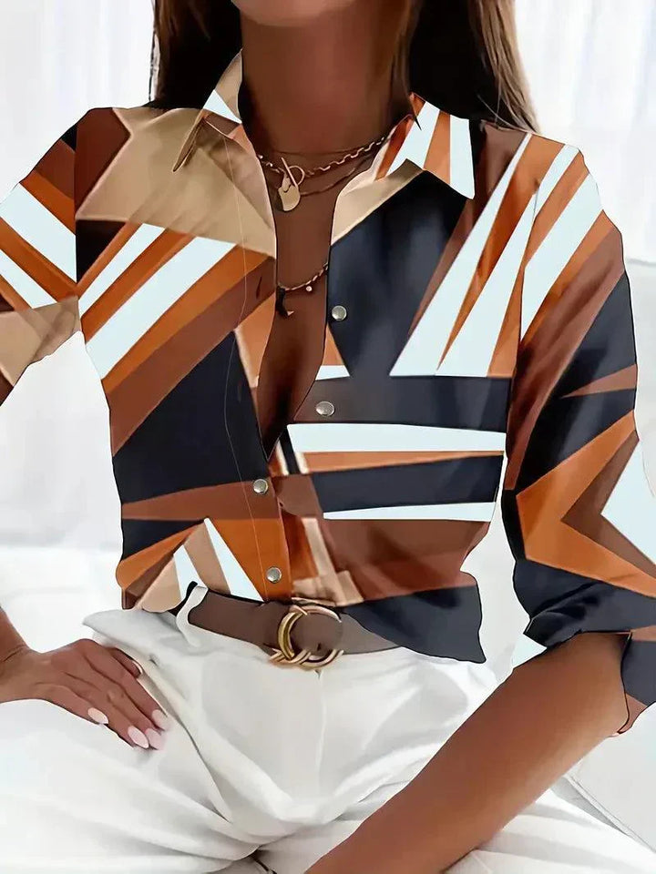 Trendy Women's Blouse with Abstract Pattern and Button Placket Marlene, view 3 - Elena Harper