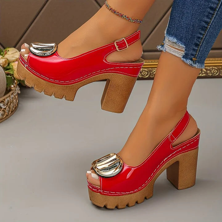 Megyn Pumps with Vintage Metal Buckle, view 8 - Elena Harper