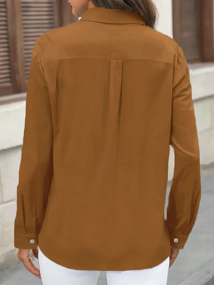 Athena - Cotton Shirt With Front Pockets