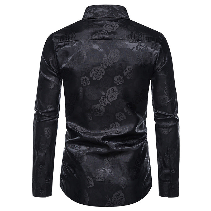 Shiny Shirt with Rose Pattern for Men