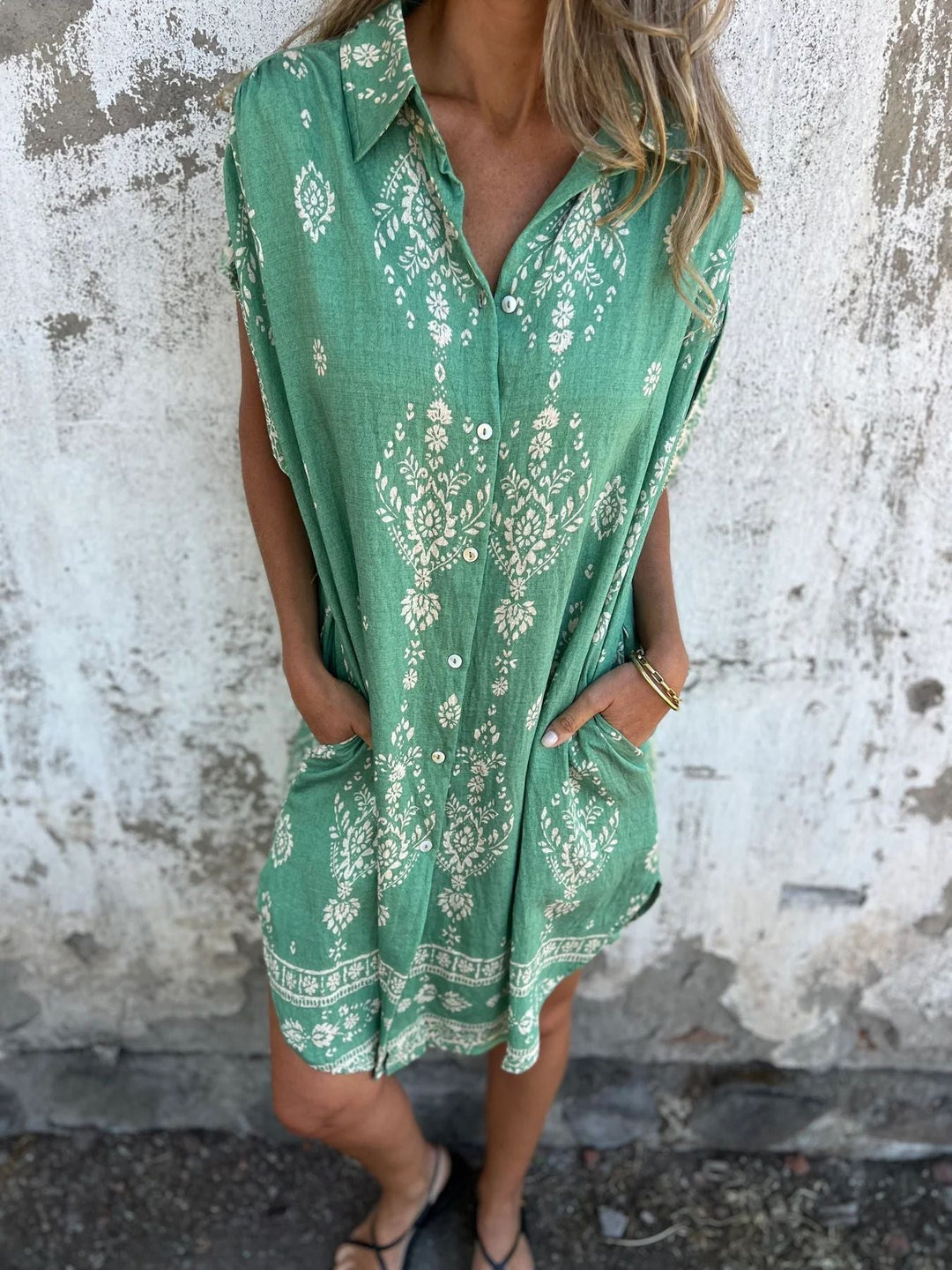 Sue Casual Loose-Fit Dress with Short Sleeves - Elena Harper
