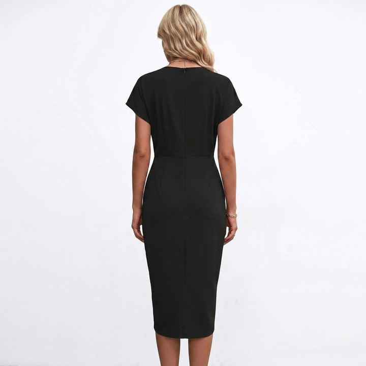 Black Wrap Midi Dress Cocktail