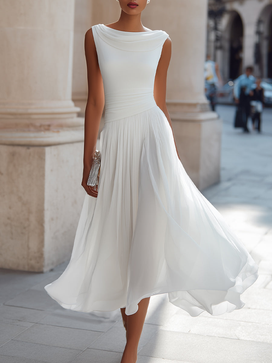 Cowl Neck Midi Dress Wedding Guest Summer Outfit