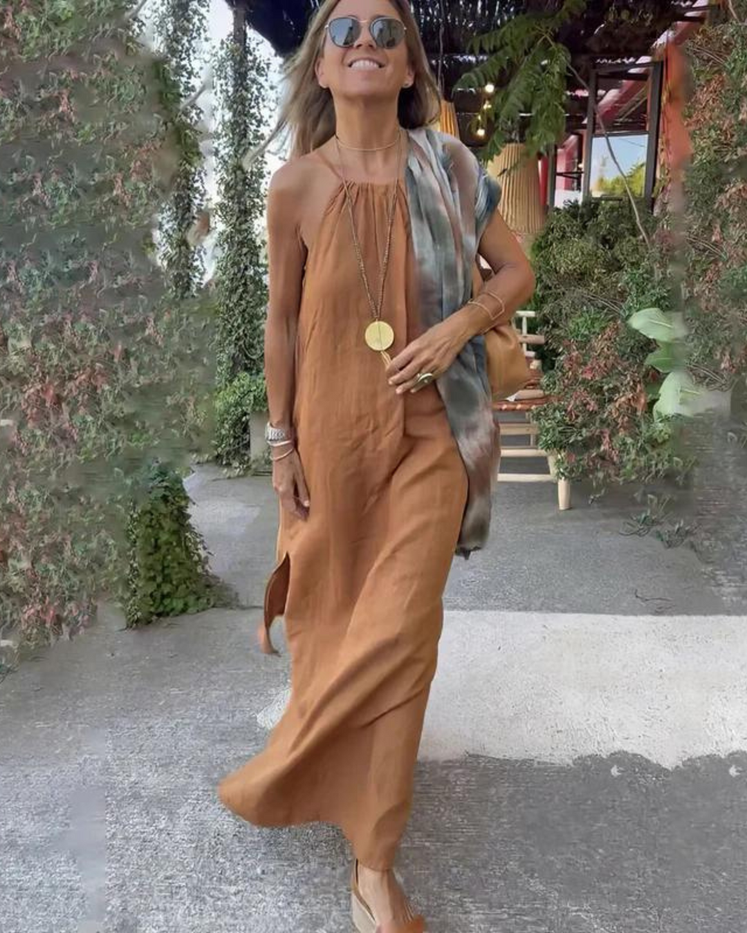 Galilea Long Dress Made of Linen Blend, view 3 - Elena Harper