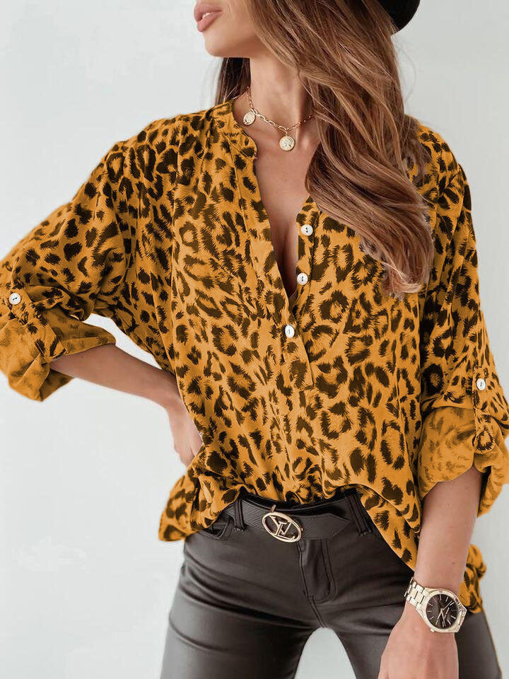 HERTA I LONG-SLEEVED BLOUSE WITH LEOPARD PRINT