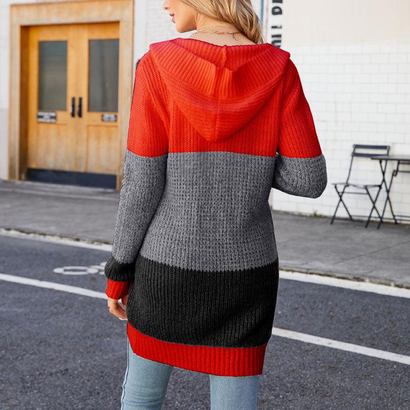 Casual Color Block Cardigan