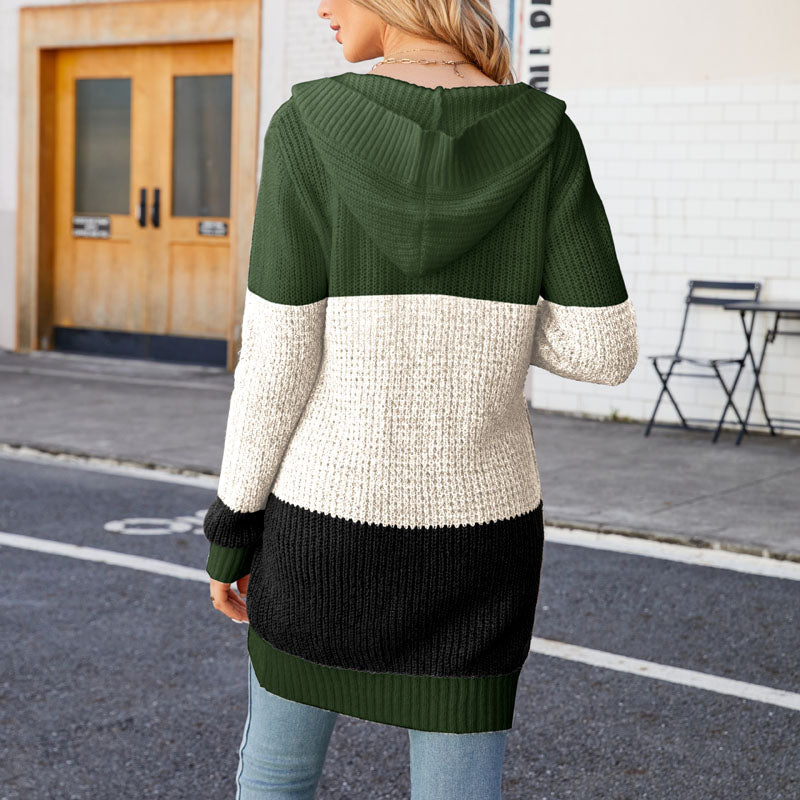 Casual Color Block Cardigan