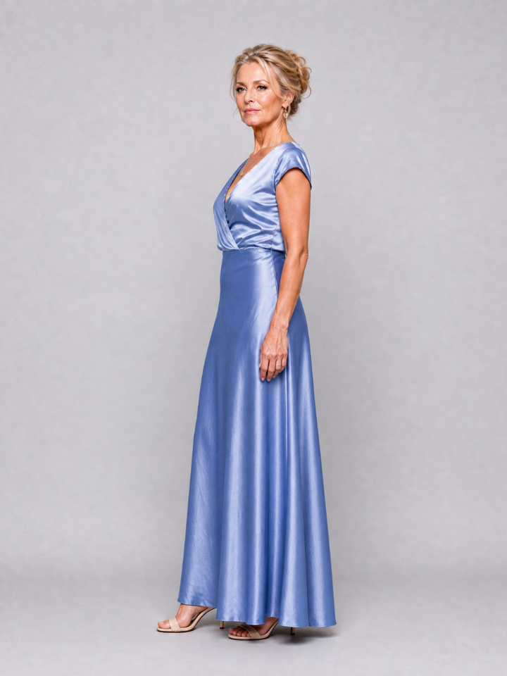 Samouse Cap Sleeve Wrap Bodice Maxi Dress - Elena Harper