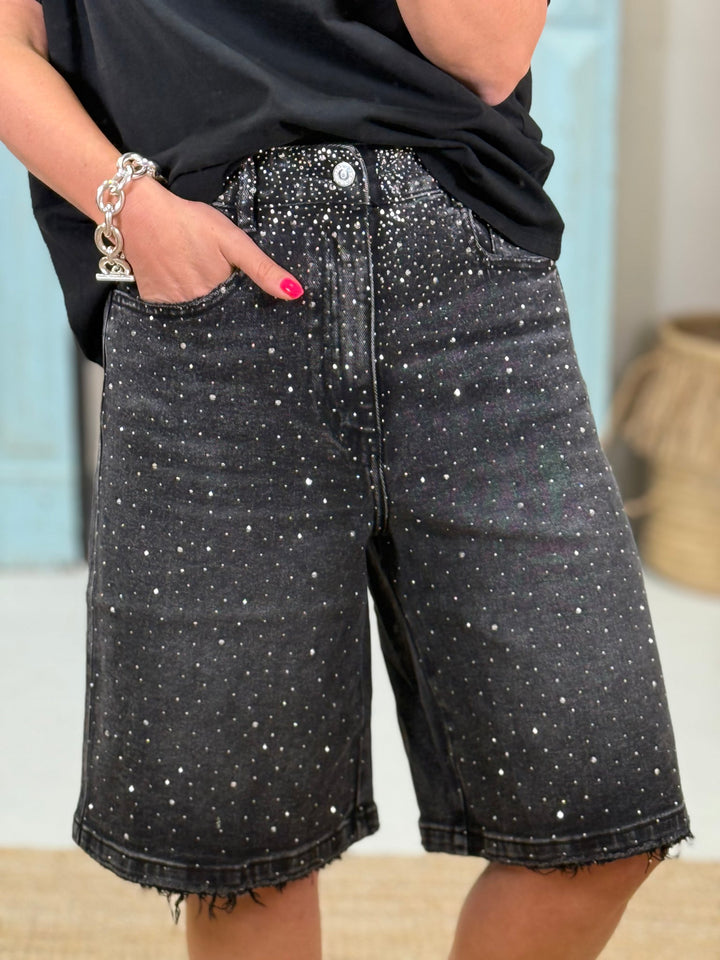 Bermuda Rhinestone Short Jeans