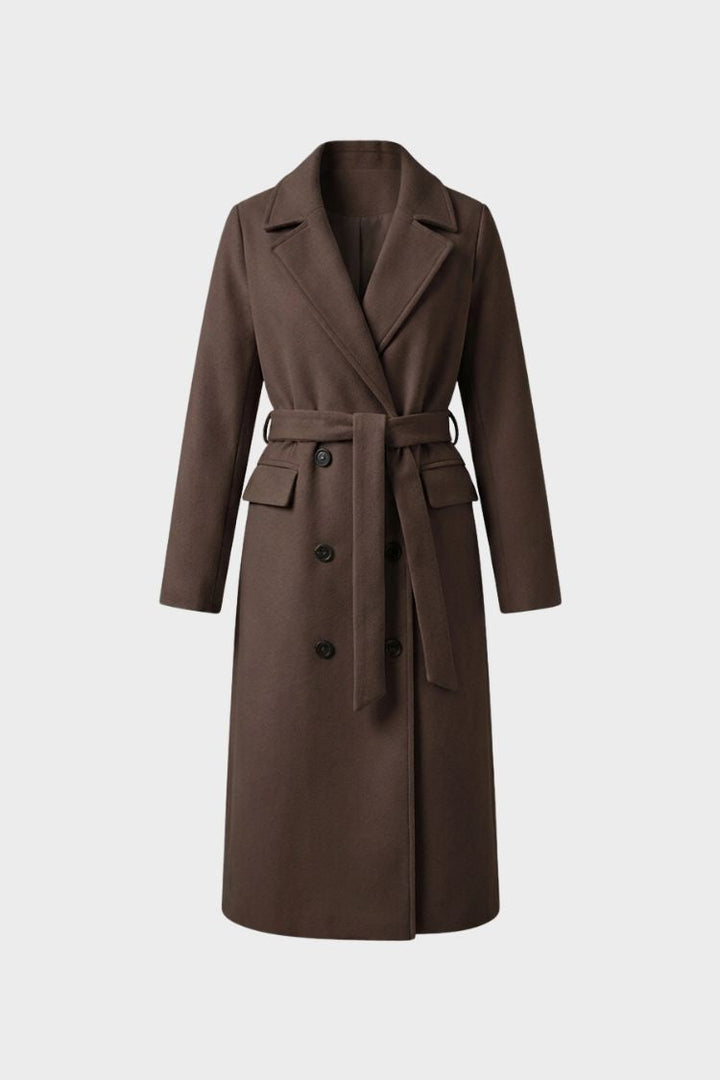 Women's Coat with Belt and Notched Collar