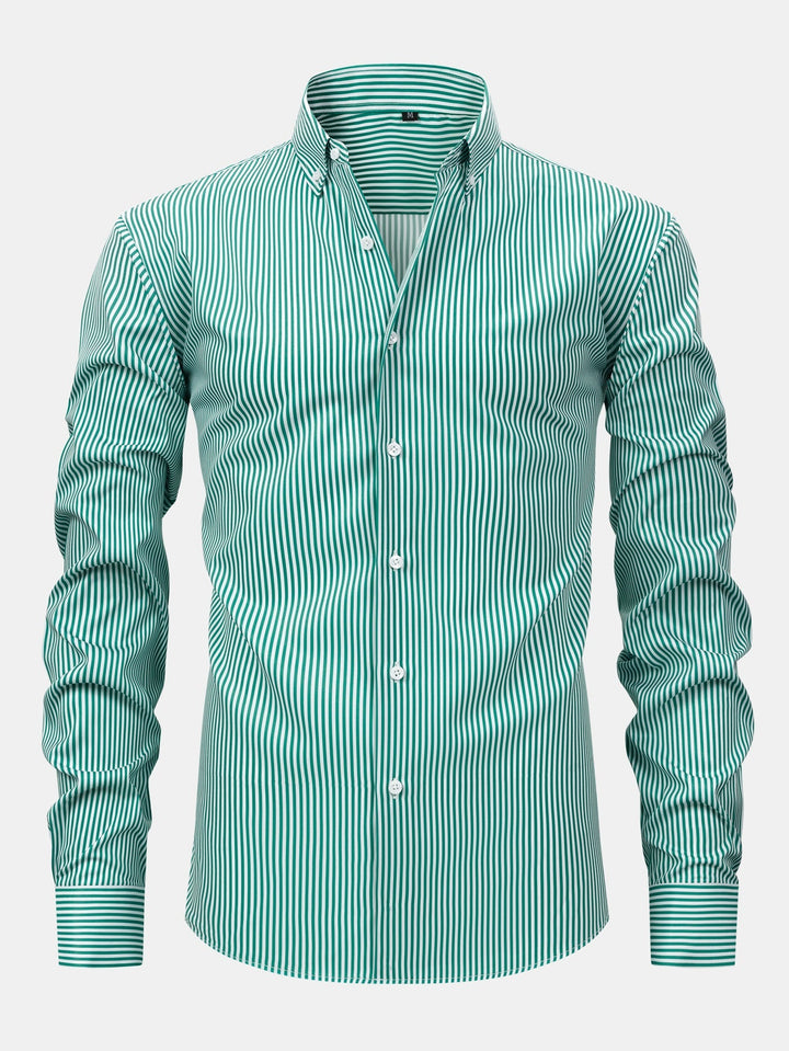CHEMISE À MANCHES LONGUES À RAYURES AVEC BOUTONS