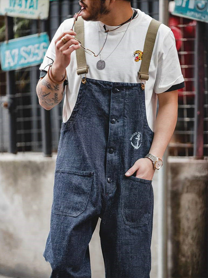 Navy Denim Overalls American Vintage - Elena Harper