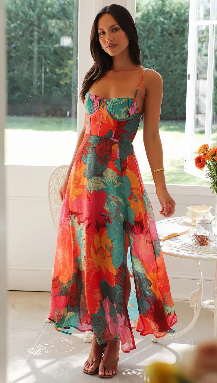 Sexy Floral Dress with Straps for Women - Elena Harper