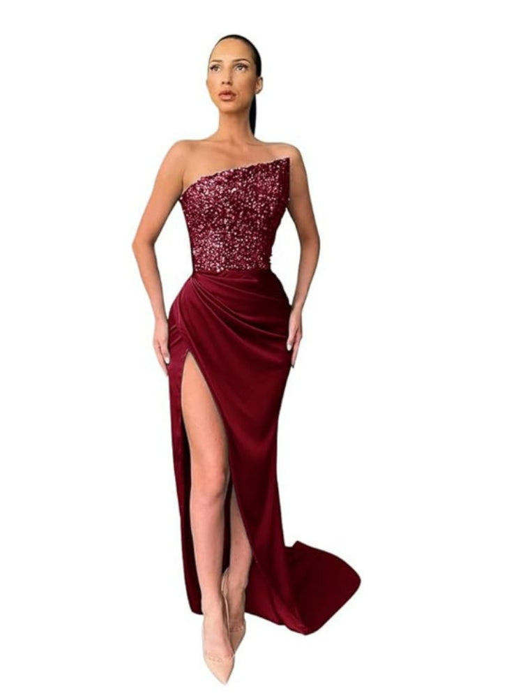 Celestial Glitter Evening Maxi Gown