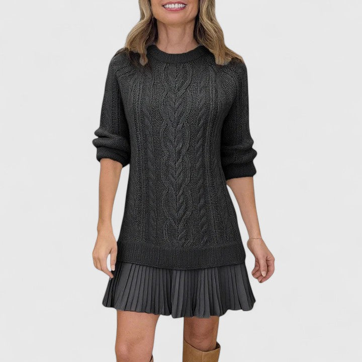 Amara Cable Knit Sweater Dress - Elena Harper