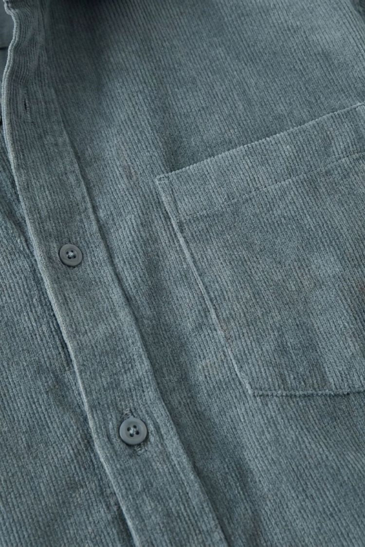 Men's Cord Shirt with Button Placket and Chest Pocket