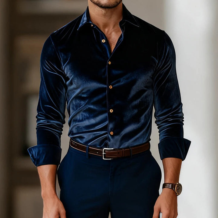 Classic Velvet Shirt for Men - Elena Harper
