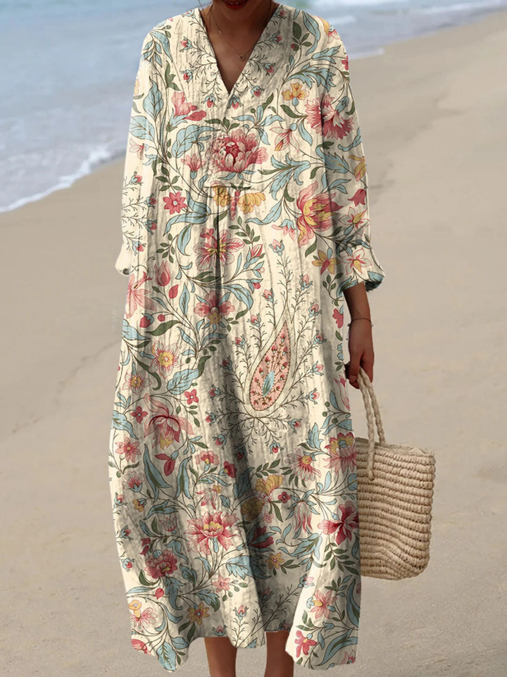 Vintage Lovely Floral Art Print Dress, view 4 - Elena Harper