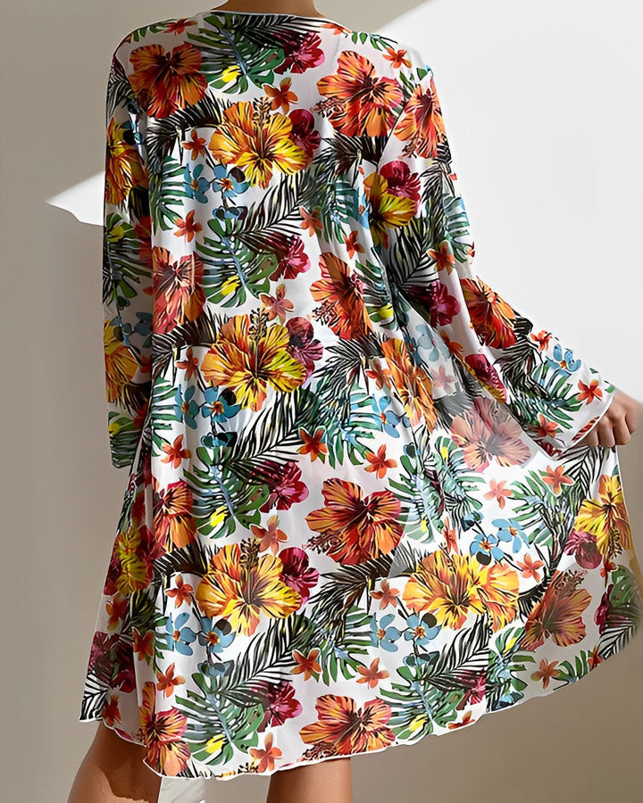 Alani Tropical Print Bikini Set with Cover-up - Elena Harper