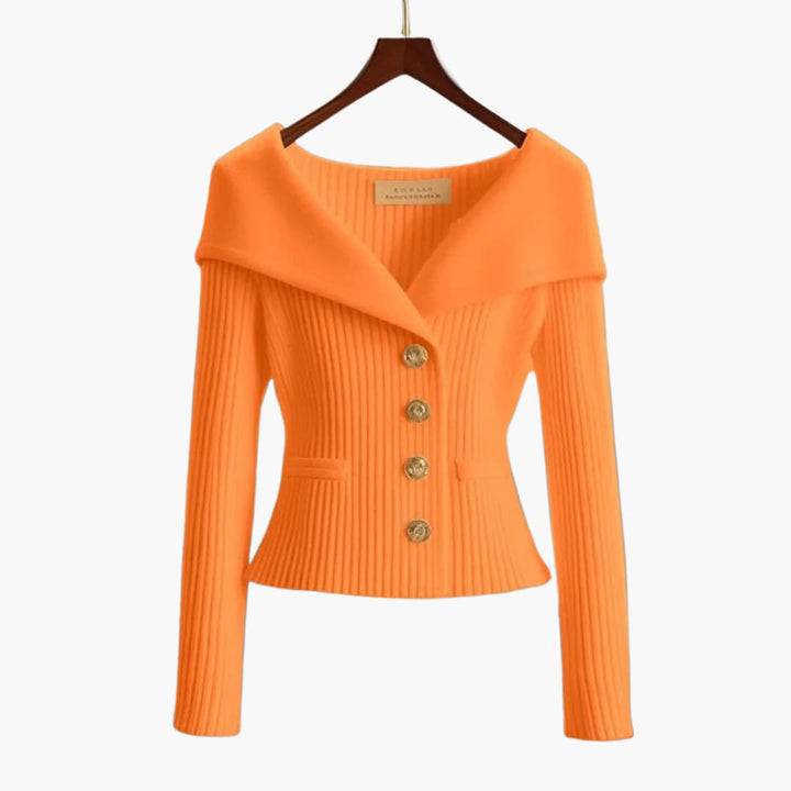 Elegant Short Ribbed Cardigan for Women – Comfortable Buttoned Knit