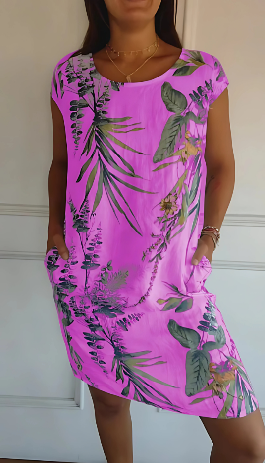 Iris Casual Printed Knee-Length Dress, view 3 - Elena Harper