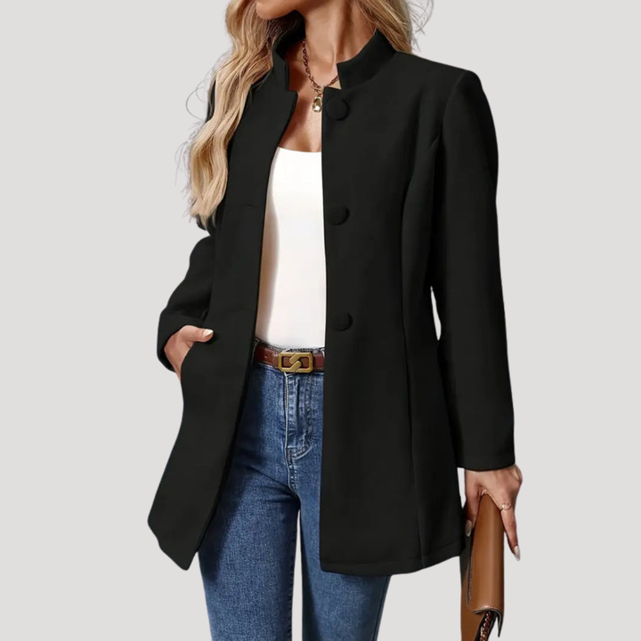 Women's Buttoned Coat with High Collar