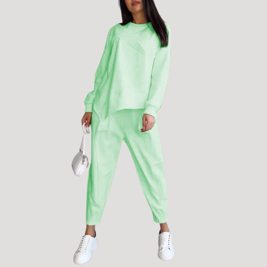Women's Pantsuit with Asymmetrical Top