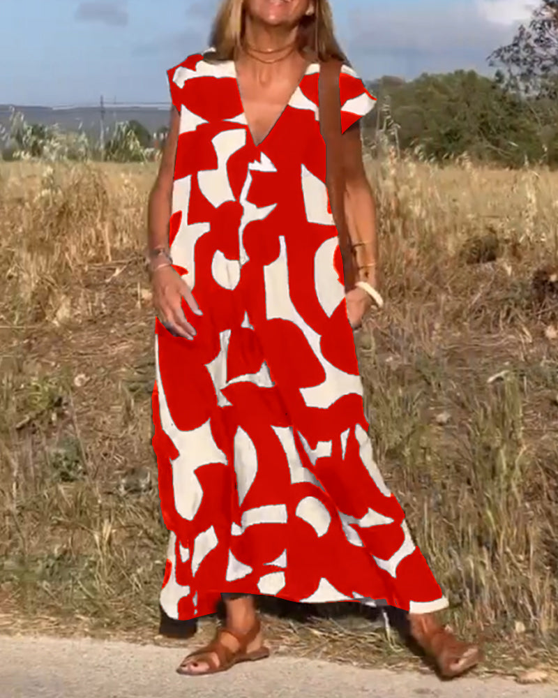 Sarinya Printed Dress With V-Neck - Elena Harper