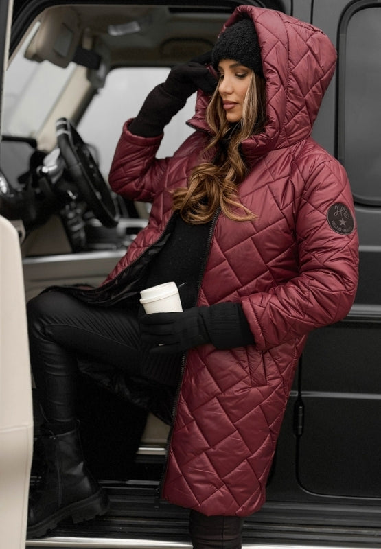 Women's Diamond Quilted Jacket with Hood – Stylish & Comfortable