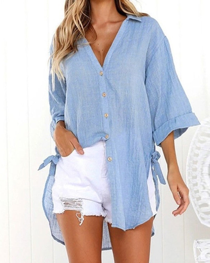Long Shirt with Ties on the Sides