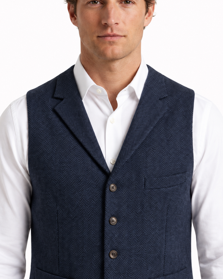 Men's Chevron Patterned Fitted Vest
