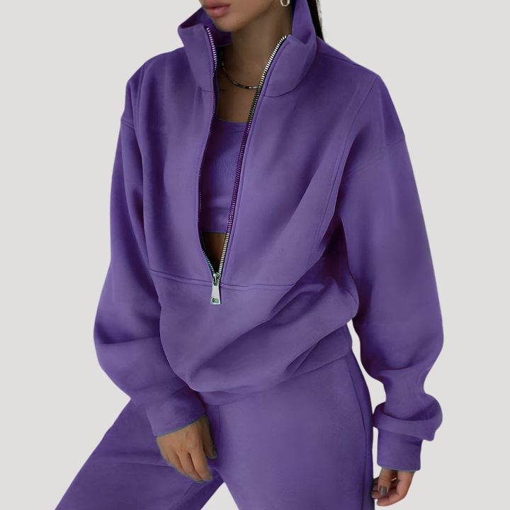 Women's Half-Zip Sweatshirt and Pants Set