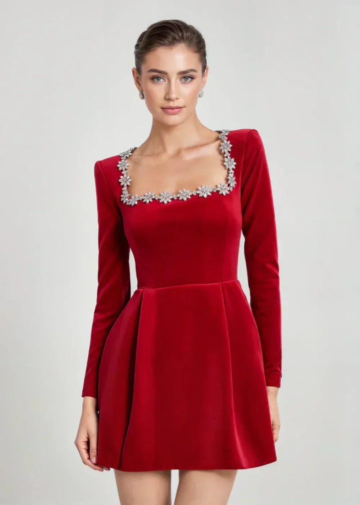 Willow Mini Velvet Dress, view 6 - Elena Harper