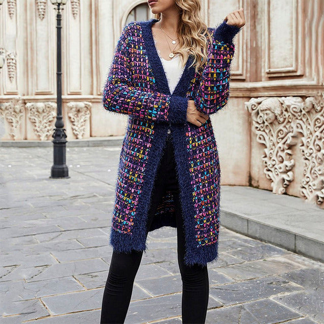 Warm Colorful Casual Cardigan