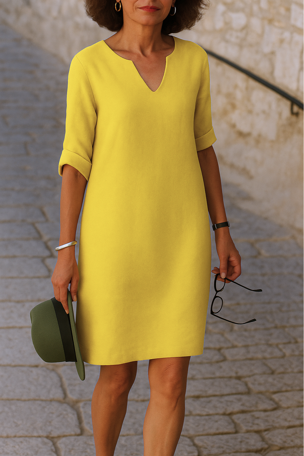 Elvy Sleek V-Neck Dress - Elena Harper