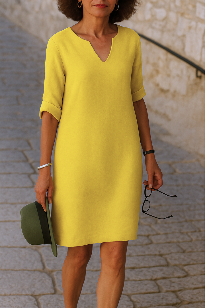 Elvy Sleek V-Neck Dress - Elena Harper
