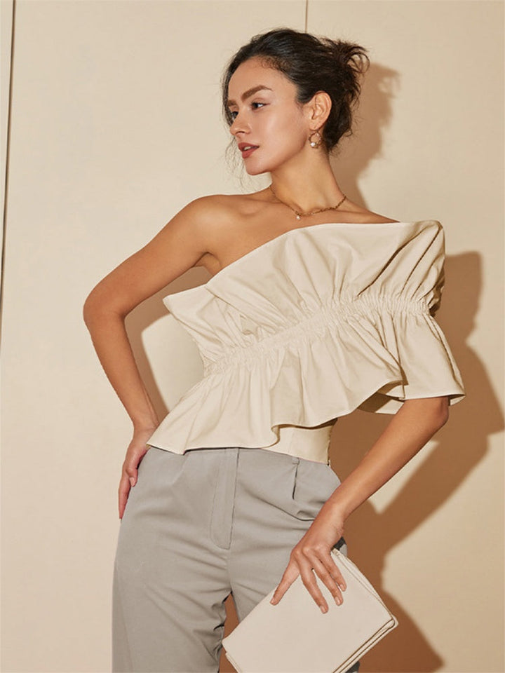 Temperament Ruffled Short-Sleeve Top