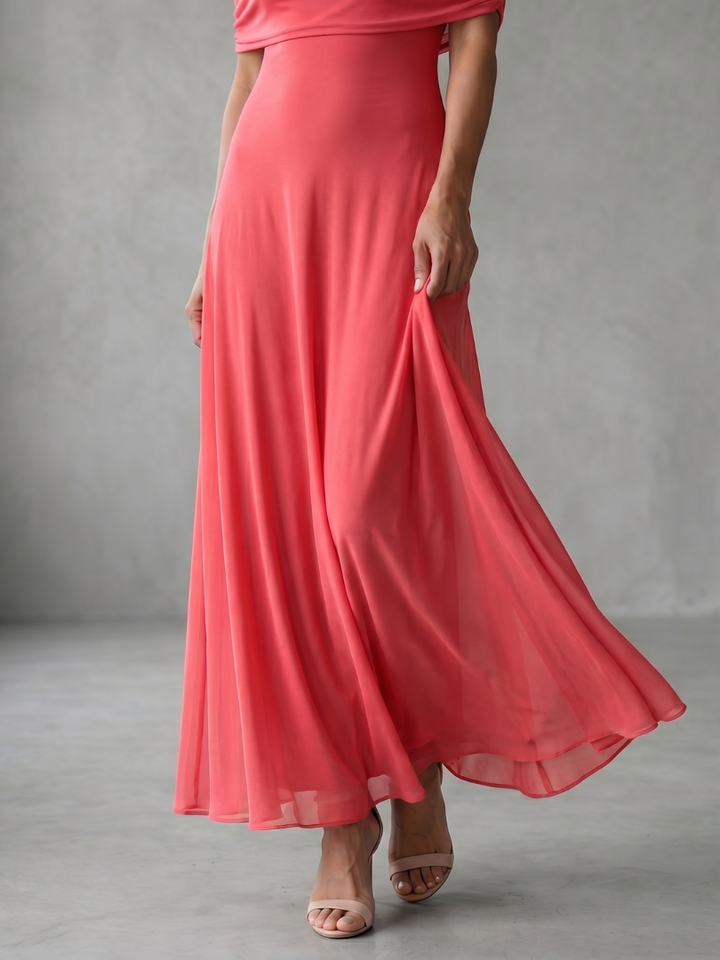 Women's Elegant Off Shoulder Draped Midi Dress