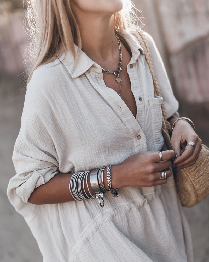 Dalia Chic Shirt Dress in Cotton Blend - Elena Harper