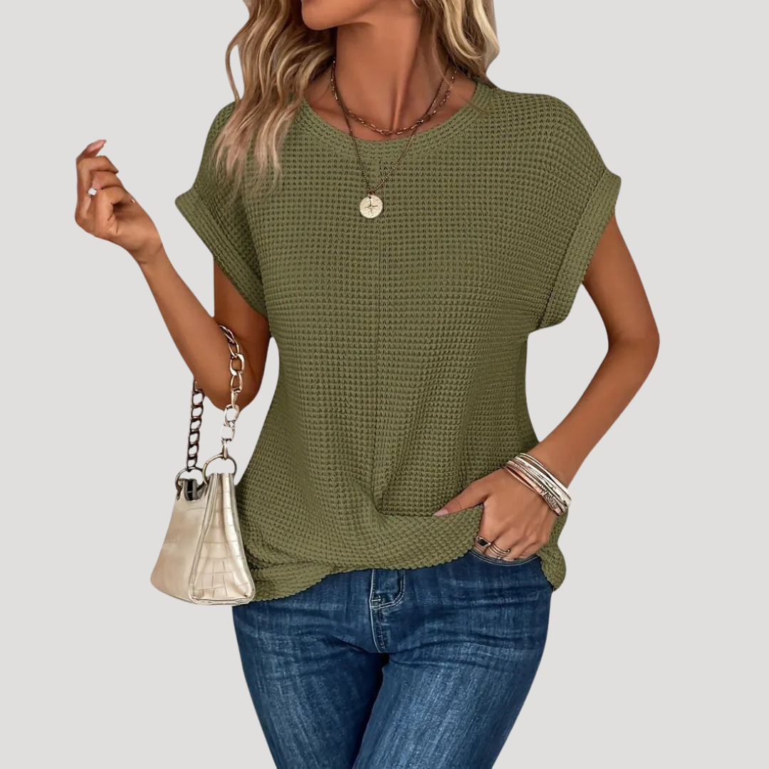 Women's Casual Round Neck Short Sleeve Blouse