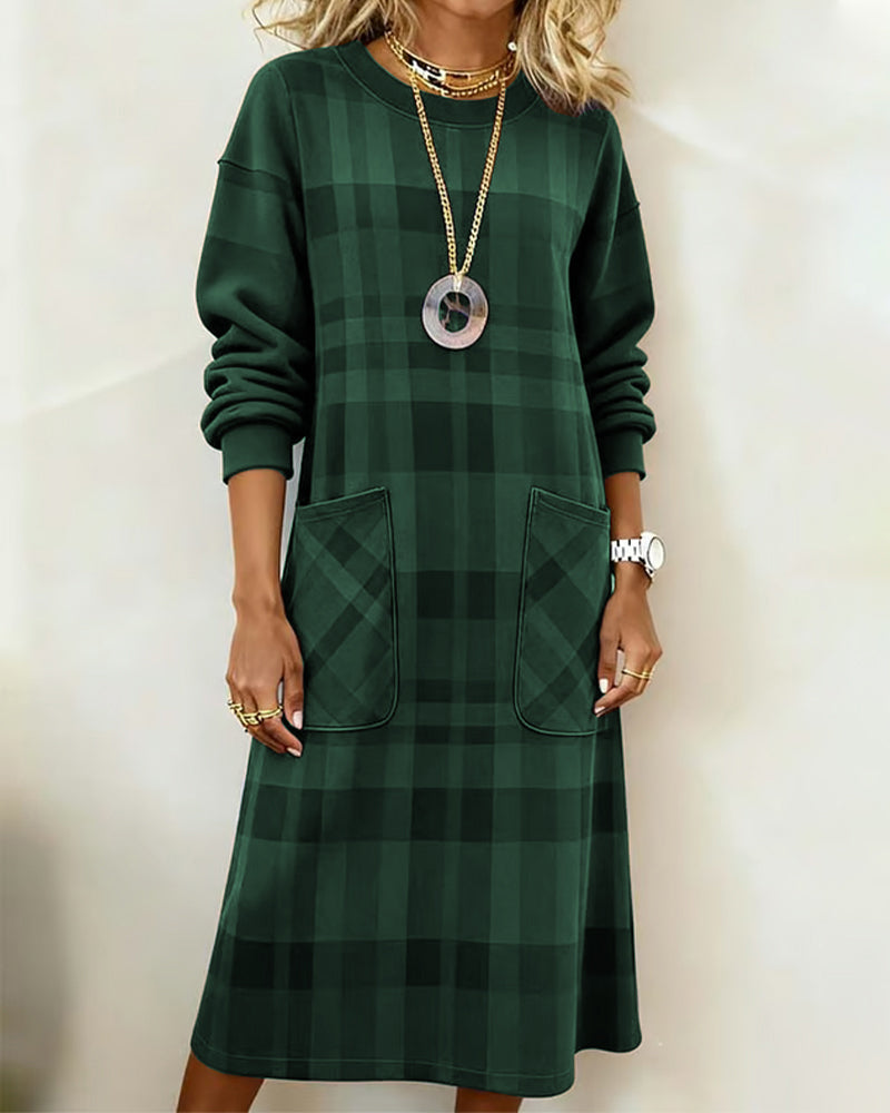 Kathrine Elegant Plaid Dress - Elena Harper