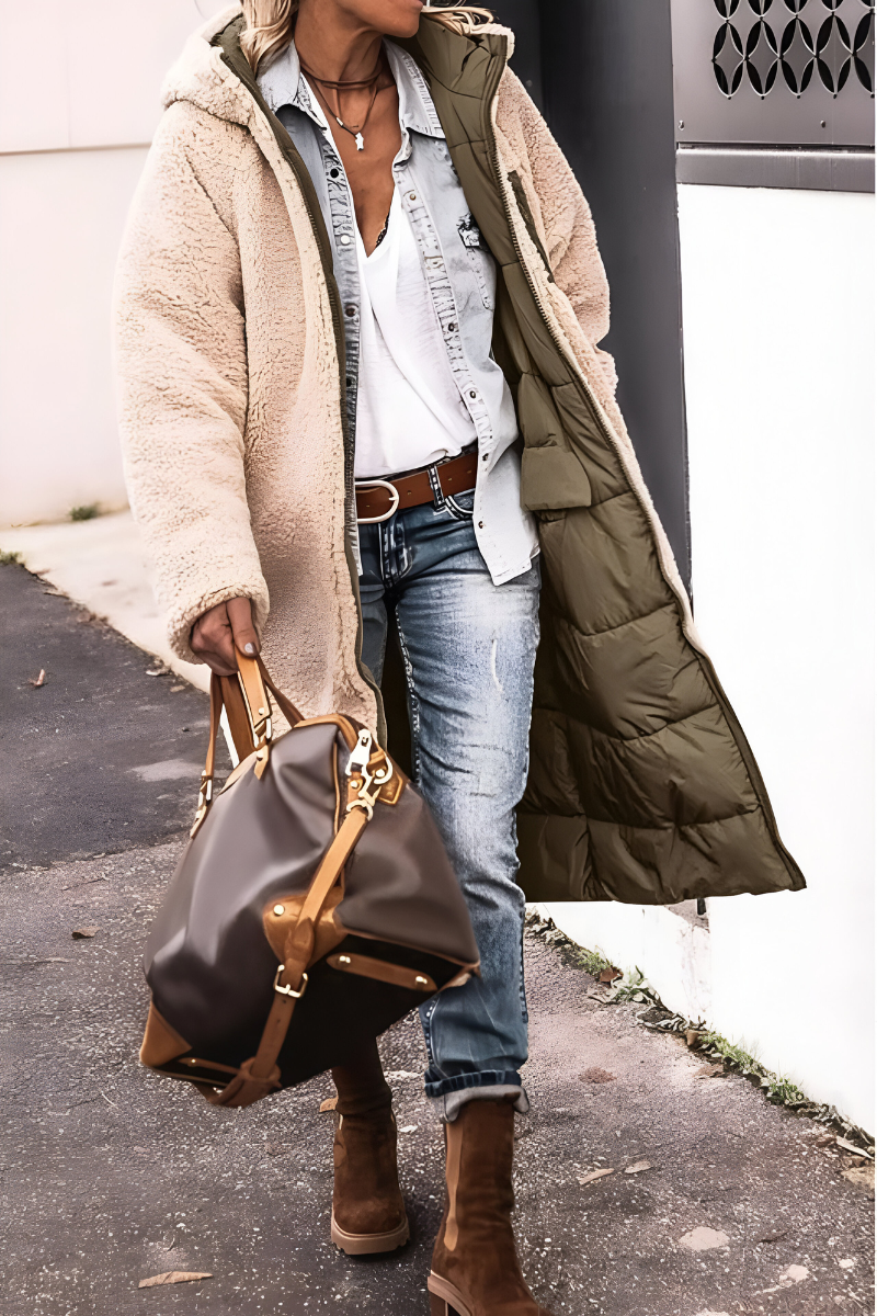 Joni Elegant thick quilted coat, view 8 - Elena Harper