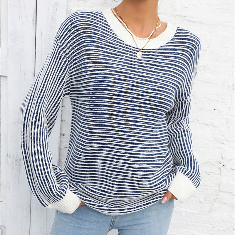 Casual Striped Knit Pullover