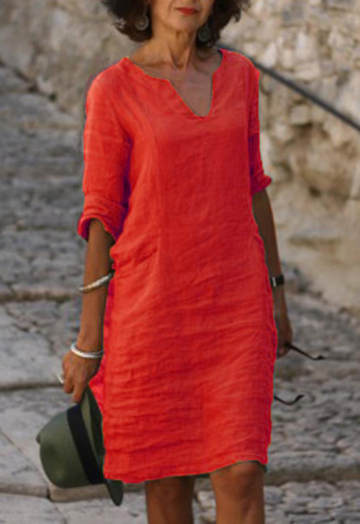 Elvy Sleek V-Neck Dress - Elena Harper