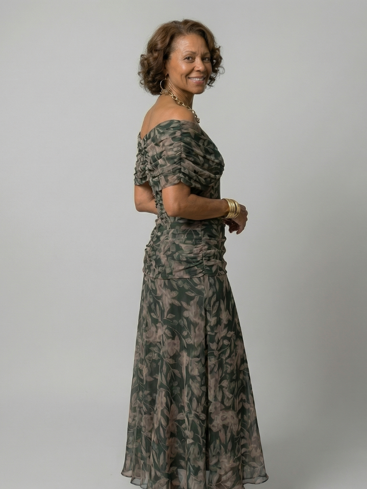 Calen Off Shoulder Flow Midi Dresses - Elena Harper